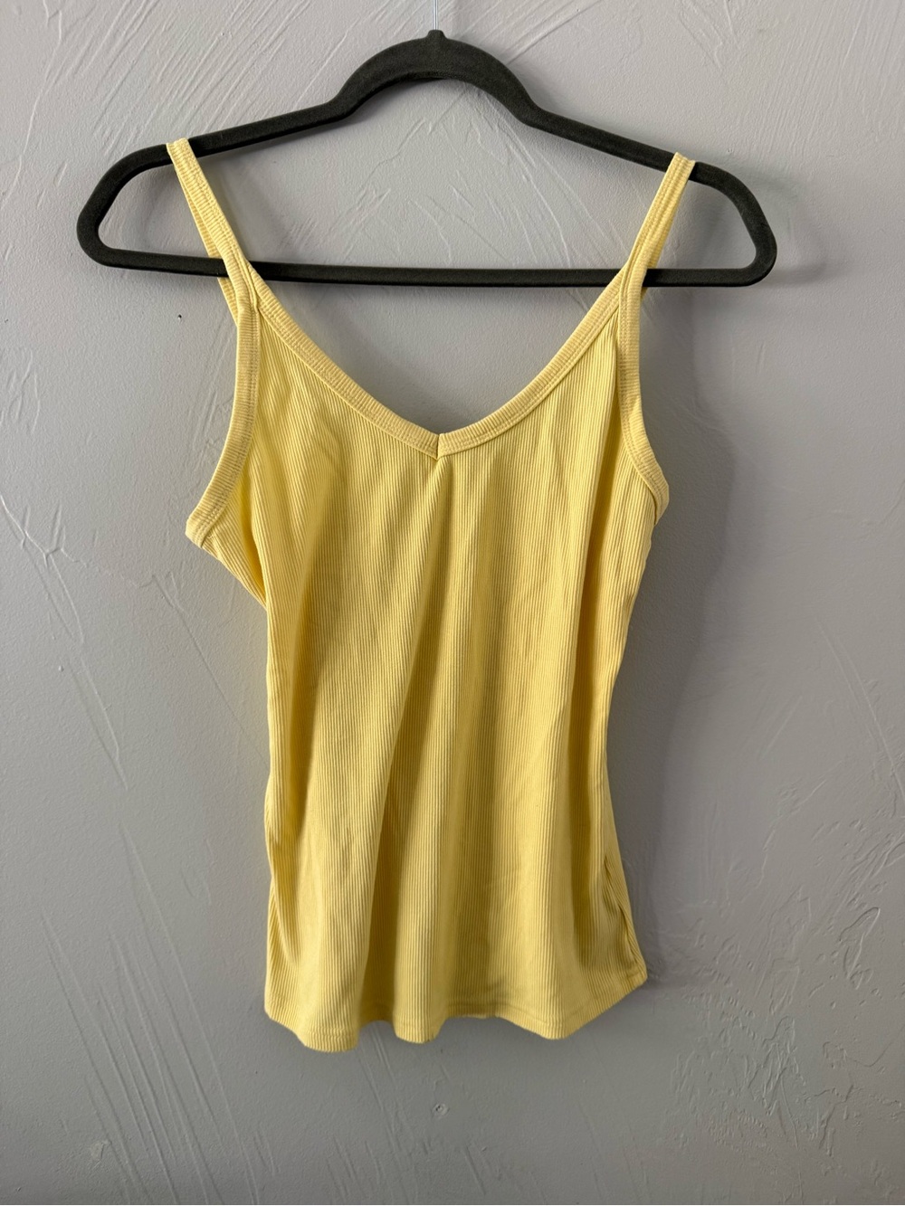 Yellow Ribbed Stretch Tank Top Size Large Soft Minimalist Wardrobe Basic
